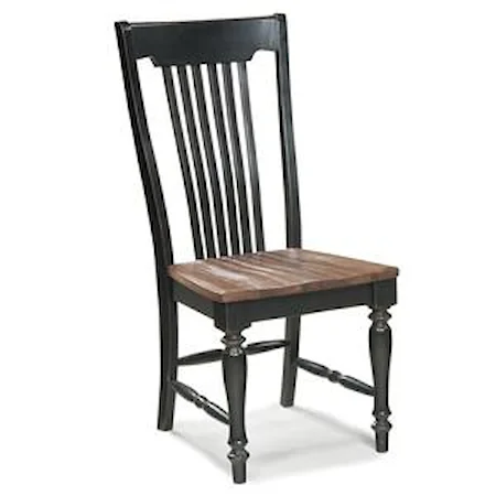 Bourbon and Black Turned Pedestal Leg Dining Side Chair